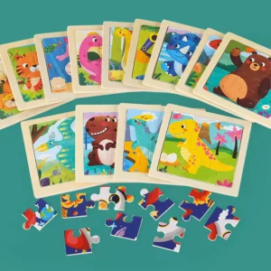 Puzzle en bois de dessin animé dinosaure, 9 pièces, transport Montessori, jeu de Puzzle 3d, jouets éducatifs d'apprentissage précoce pour enfants
